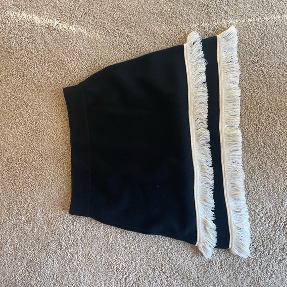 Never Fully Dressed Black Mini Skirt with Cream Fringe - Picture 2 of 3